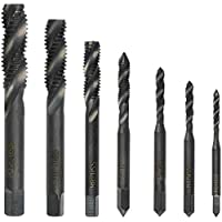 QLOUNI Juego de 7pcs Machos de Roscar de Rosca Bit 6542 Alta Velocidad Acero Nitruración Métrico M3- M4- M5- M6- M8- M10…